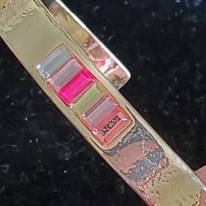 Goldtone emerald cut rhinestones cuff bracelet